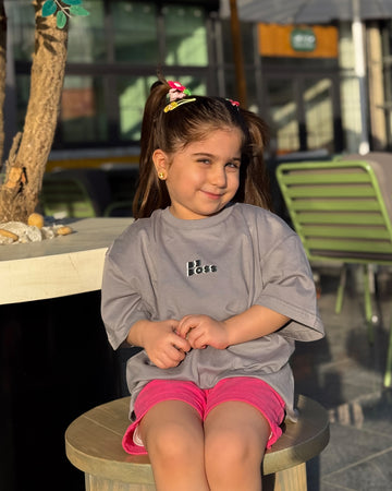 Be Boss Girls Oversized SS T-Shirt - Grey