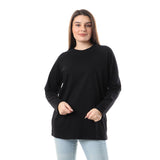 Basic Long Sleeve Round Neck T-shirt - Black