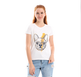 Dog Round Neck Women T-shirt- White