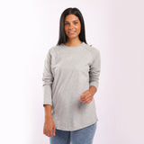 Basic Long Sleeve Round Neck T-shirt- Dark GREY B