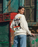 Koshary Unisex Oversized Crew-neck Sweatshirt - Off White