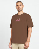 Extra fared Men Oversized SS T-Shirt - Brown