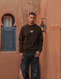 El Kawkab Unisex Oversized Crew-neck Sweatshirt - Dark Brown