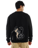 Roh El Roh Unisex Oversized Crew-neck Sweatshirt - Black
