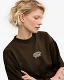 El Kawkab Unisex Oversized Crew-neck Sweatshirt - Dark Brown