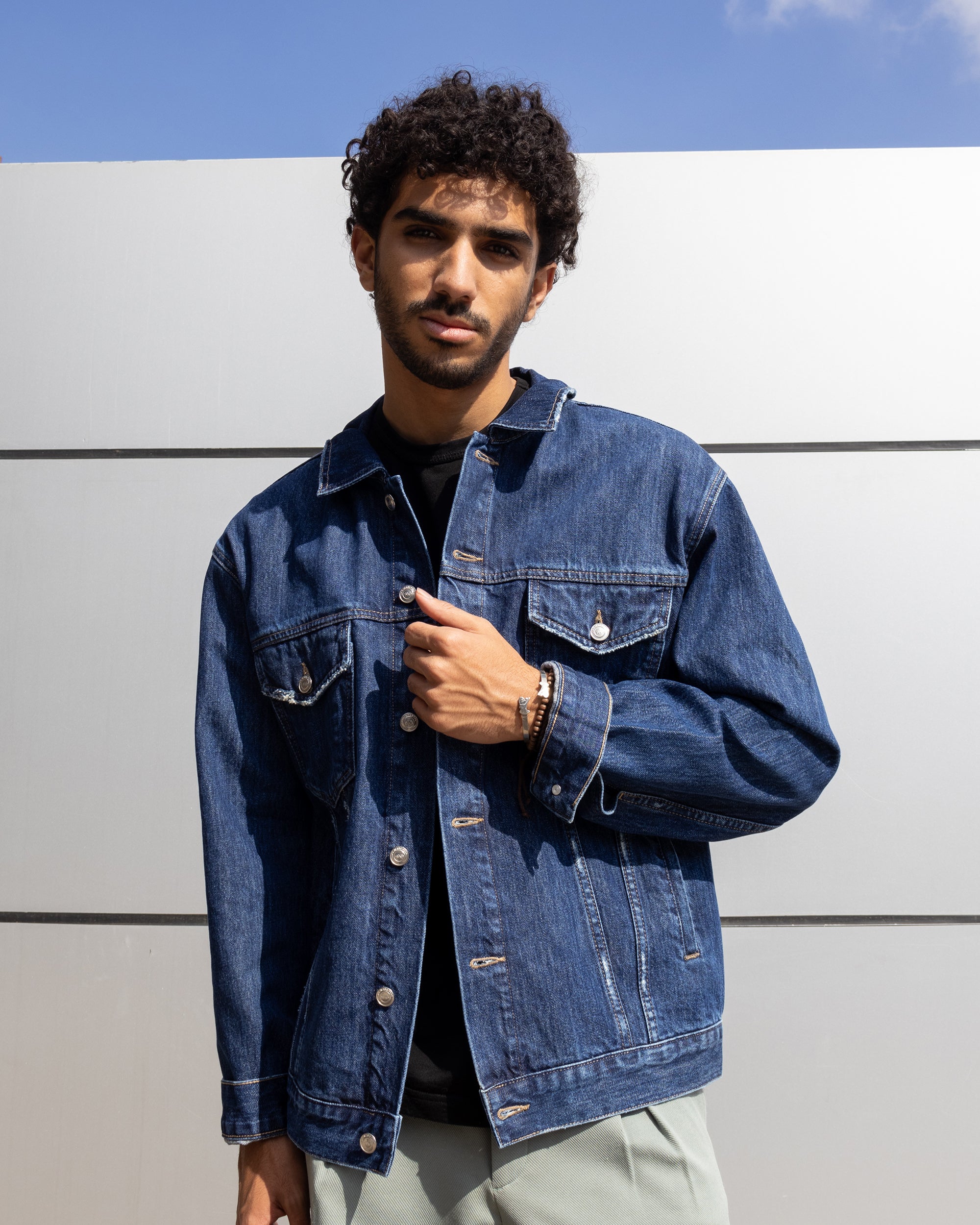 Men Denim Jacket Dark Blue - Main Image
