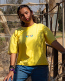 Monkey Women cropped SS T-shirt - Yellow