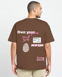 Extra fared Men Oversized SS T-Shirt - Brown