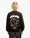 El Kawkab Unisex Oversized Crew-neck Sweatshirt - Dark Brown
