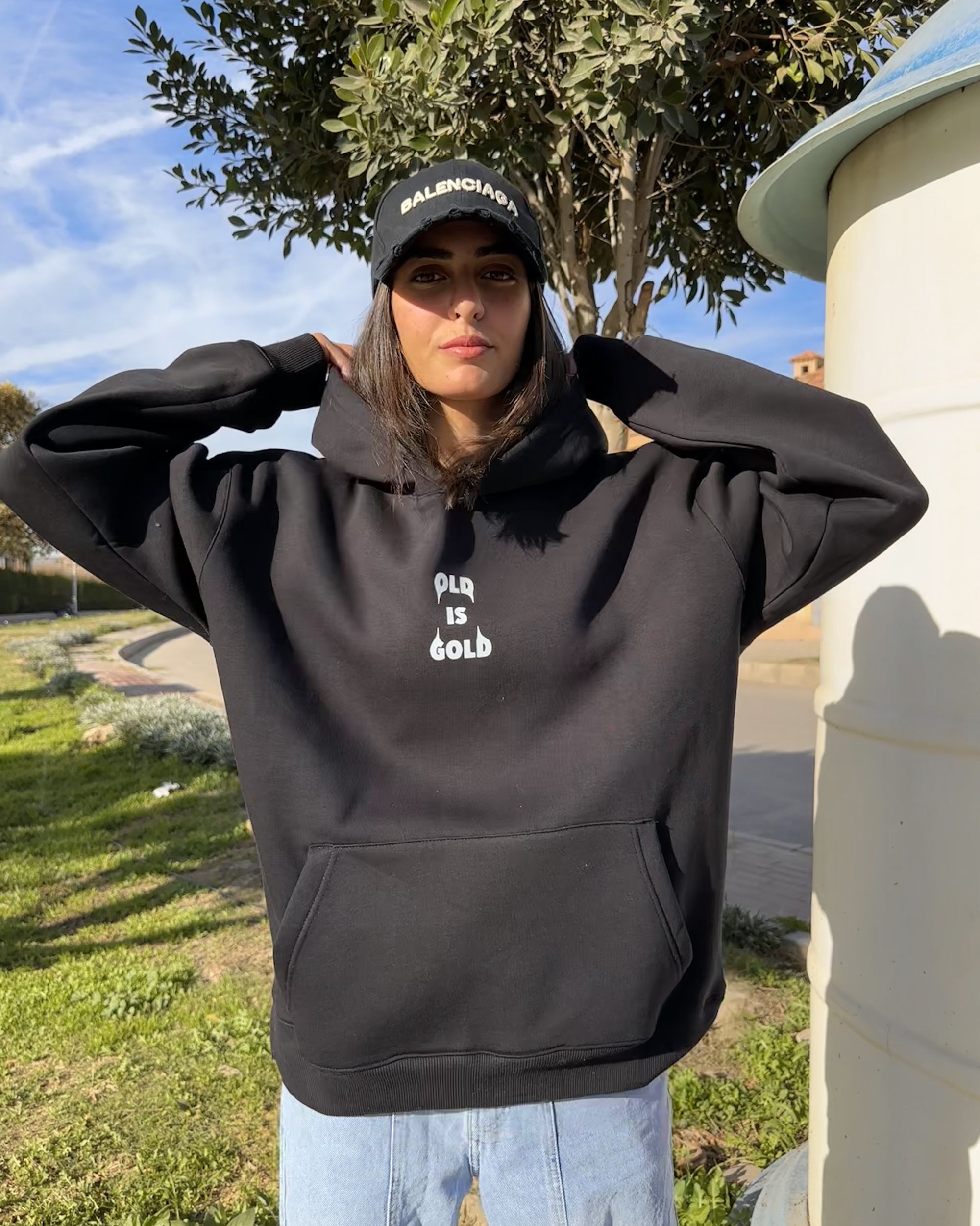 Old is Gold Unisex Oversized Hoodie - Black