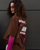 Extra fared Women Oversized SS T-Shirt - Brown