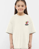 Happy News Girls Oversized SS T-Shirt - Off White