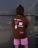 Extra fared Girls Oversized SS T-Shirt - Brown