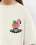 Happy News Girls Oversized SS T-Shirt - Off White