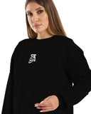 Roh El Roh Unisex Oversized Crew-neck Sweatshirt - Black
