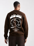 El Kawkab Unisex Oversized Crew-neck Sweatshirt - Dark Brown