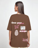 Extra fared Women Oversized SS T-Shirt - Brown
