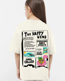 Happy News Girls Oversized SS T-Shirt - Off White