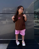 Extra fared Girls Oversized SS T-Shirt - Brown