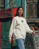 Koshary Unisex Oversized Crew-neck Sweatshirt - Off White