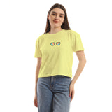 Monkey Women cropped SS T-shirt - Yellow