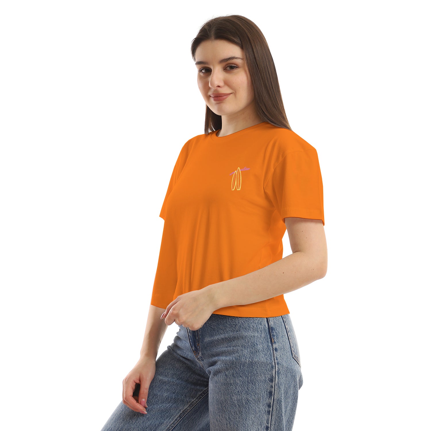 Ya Mesafer Women cropped SS T-shirt - Orange