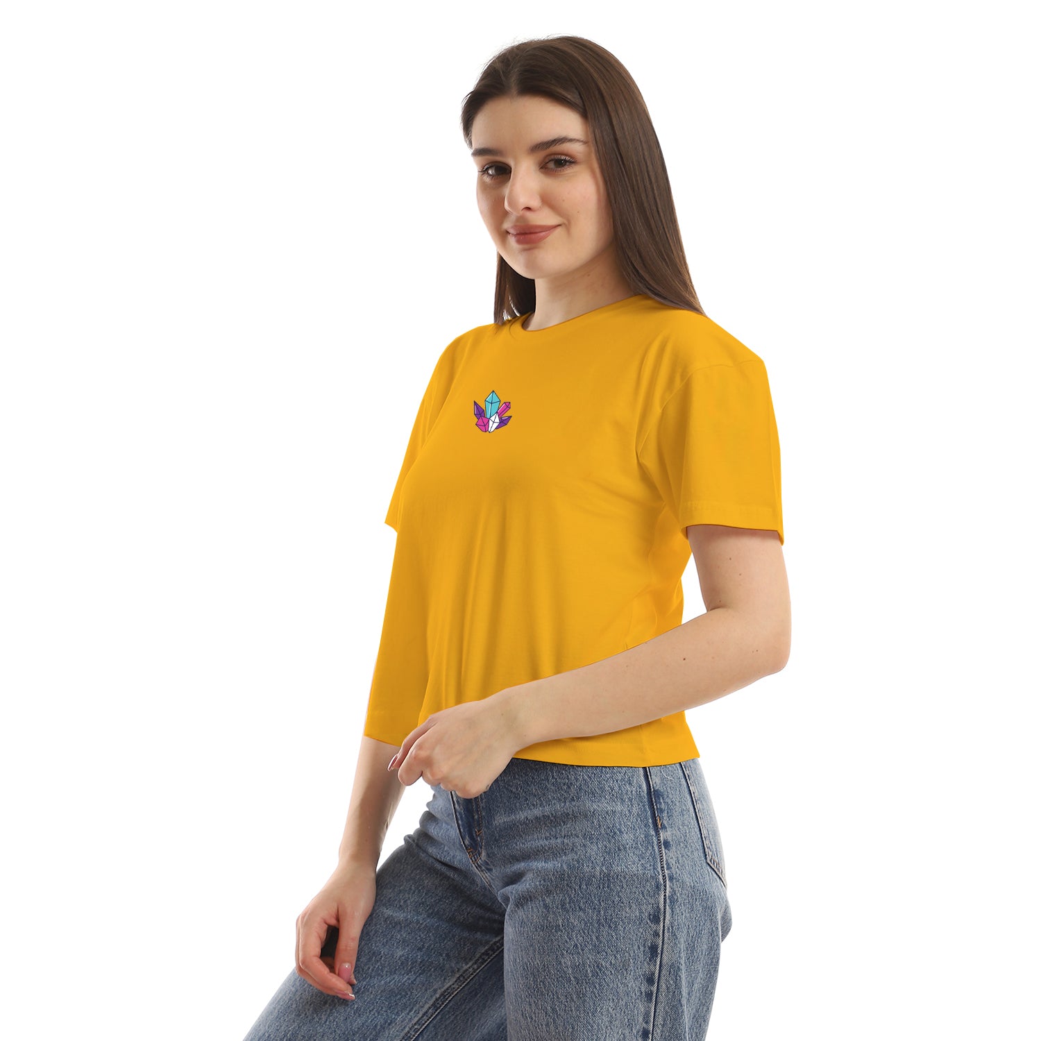 Street Art Women cropped SS T-shirt - Yellow