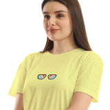 Monkey Women cropped SS T-shirt - Yellow