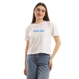 Good Day Women cropped SS T-shirt - White