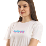 Good Day Women cropped SS T-shirt - White