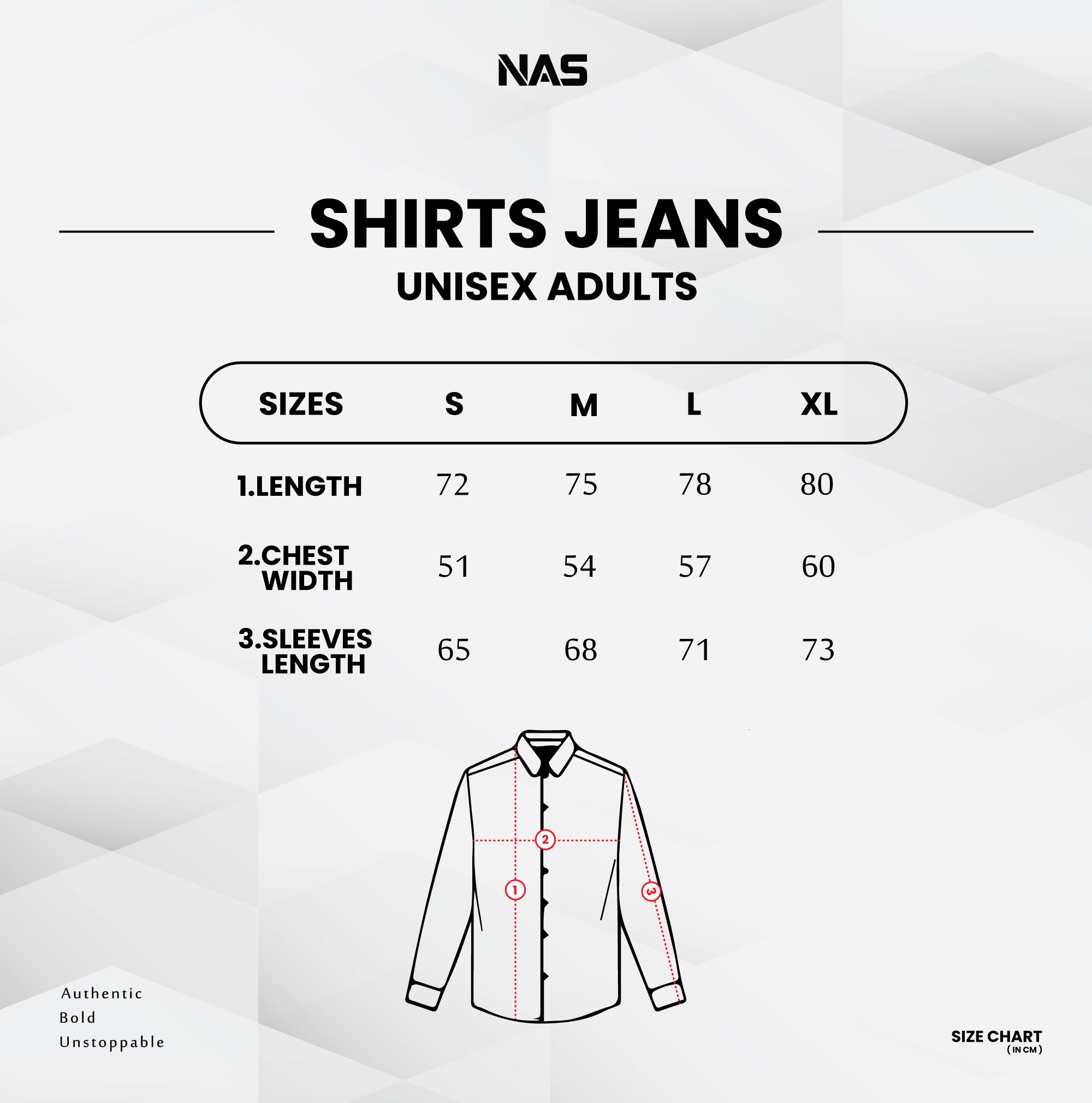 جدول المقاسات