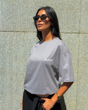 Om El Donia Women Oversized SS T-Shirt - Grey