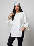 Basic Women Oversized LS Shirt - White