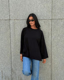Basic Women Oversized LS Shirt - Black