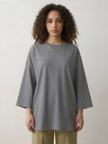 Basic Women Oversized LS Shirt - Grey