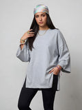 Basic Women Oversized LS Shirt - Light Grey