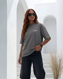 Om El Donia Women Oversized SS T-Shirt - Grey