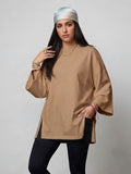Basic Women Oversized LS Shirt - café