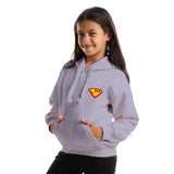 Super Kids Oversized Zip-up Hoodie-Lila