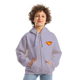 Super Kids Oversized Zip-up Hoodie-Lila