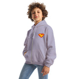 Super Kids Oversized Zip-up Hoodie-Lila