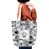 Doodles Women Curved Tote Bag - Multicolor -One Size