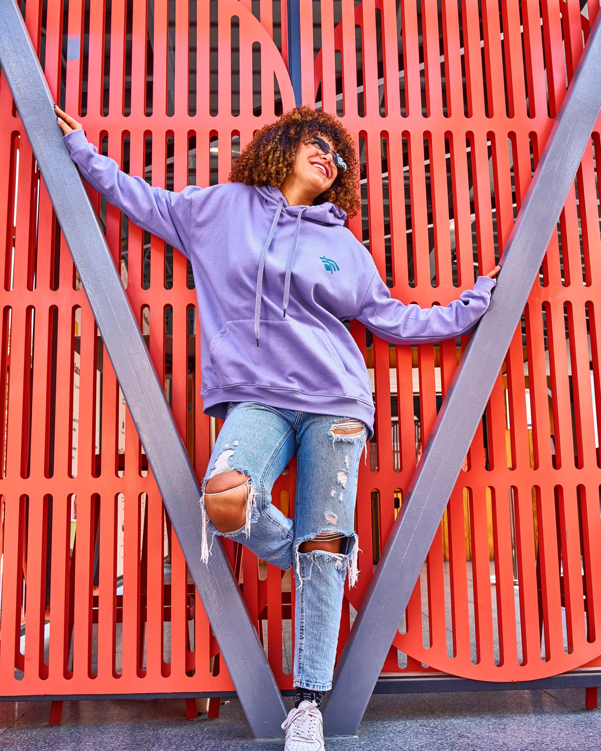 Wifi Unisex Oversized Hoodie Lila