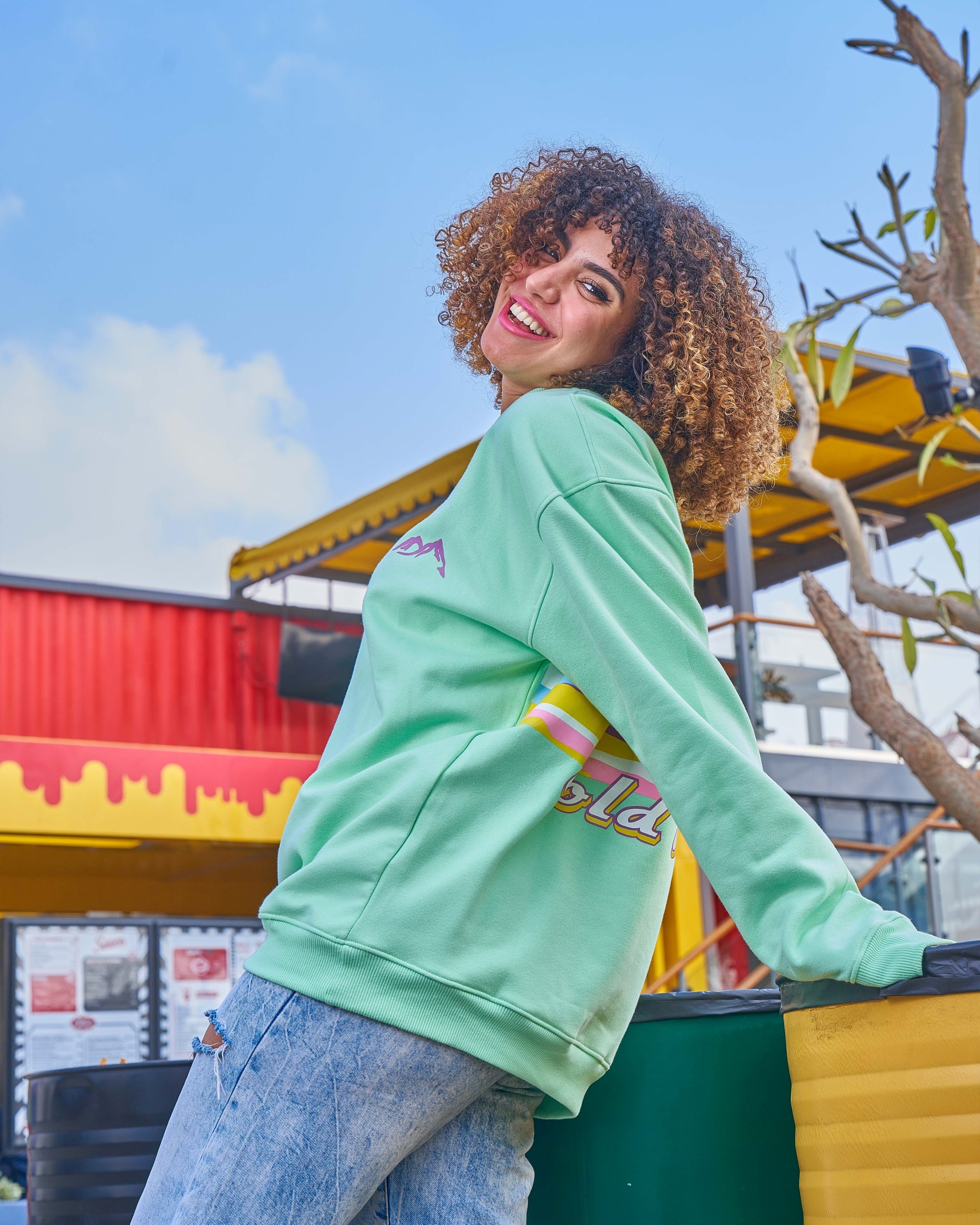 Cold Mountain Unisex Oversized Crew-neck Sweatshirt-mint Green