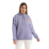 90'S Unisex Oversized Zip-up Hoodie-Lila