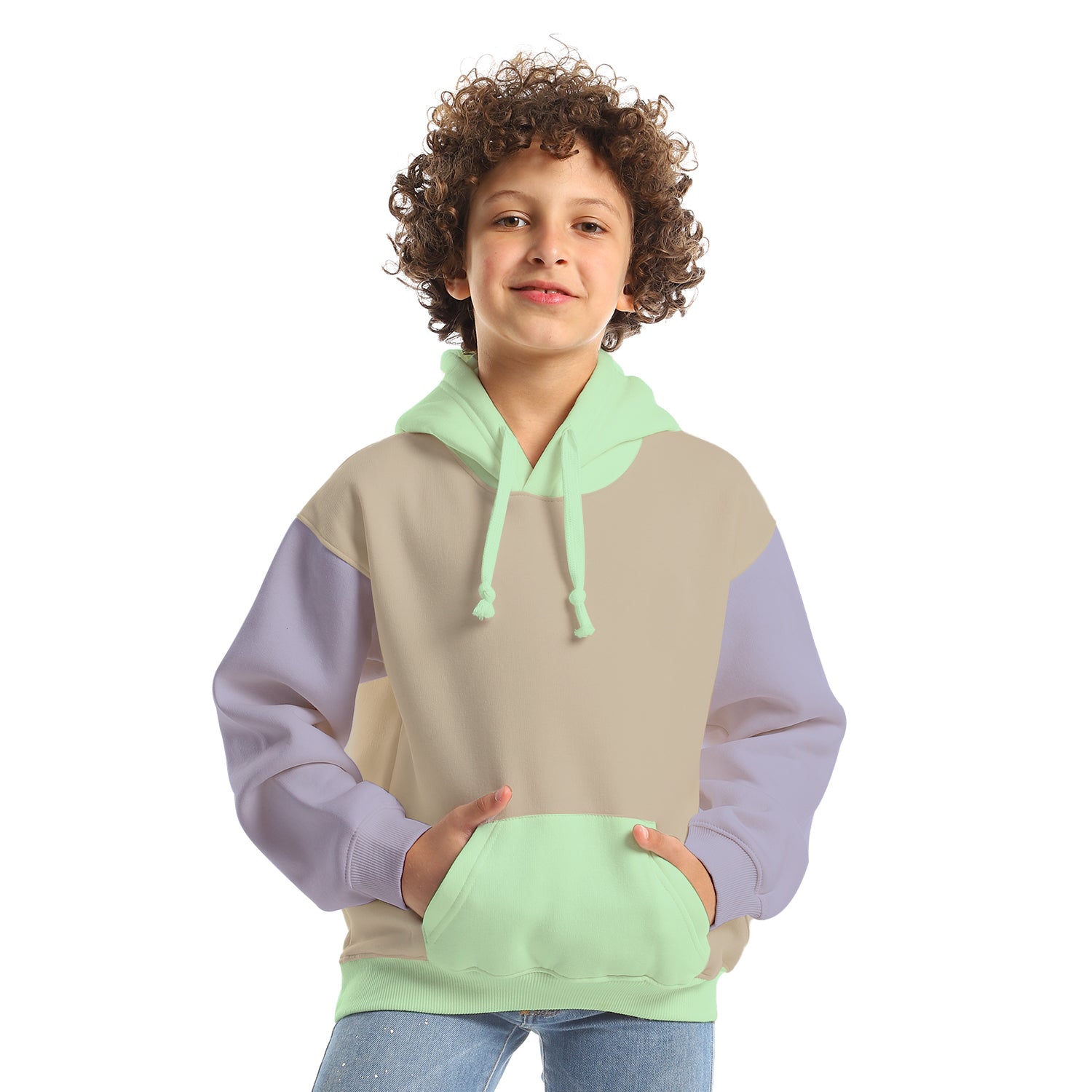 Colored Basic Kids Oversized Hoodie Beige Mint NAS Trends
