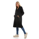 Basic Long Zip-Up Hoodie - Black