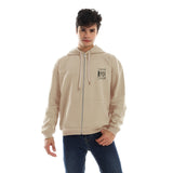 Cairo Unisex Oversized Zip-up Hoodie-Beige