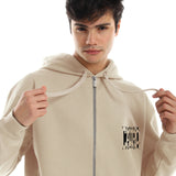 Cairo Unisex Oversized Zip-up Hoodie-Beige