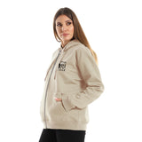 Cairo Unisex Oversized Zip-up Hoodie-Beige